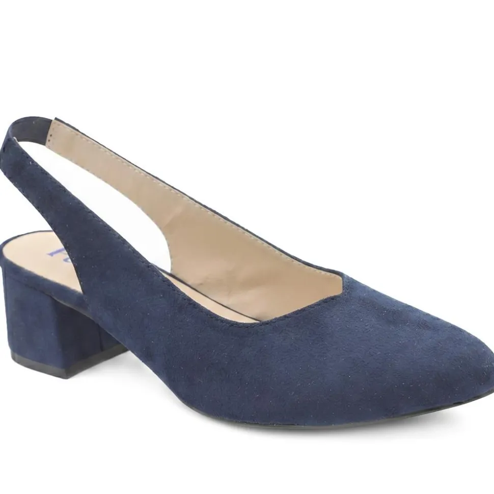 Slingback Block Heel Court Shoes - Navy