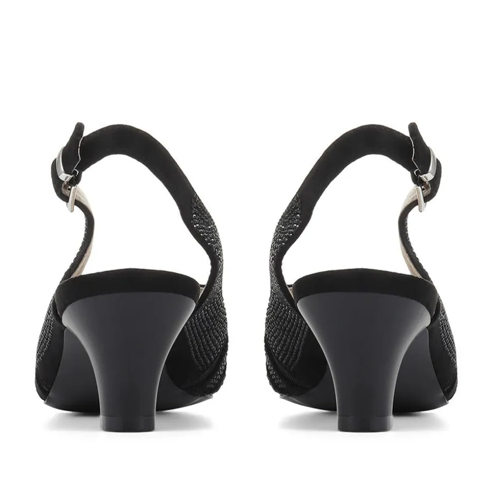 Sling-Back Evening Heels - Black