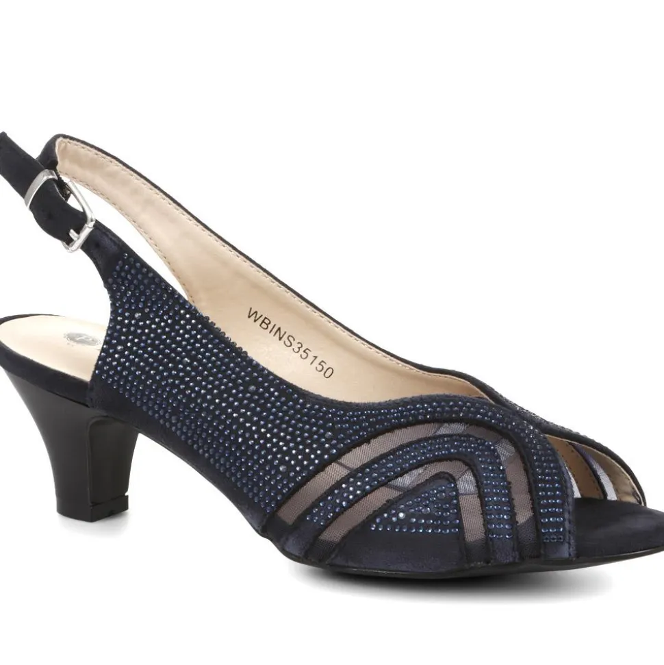 Sling-Back Evening Heels - Navy
