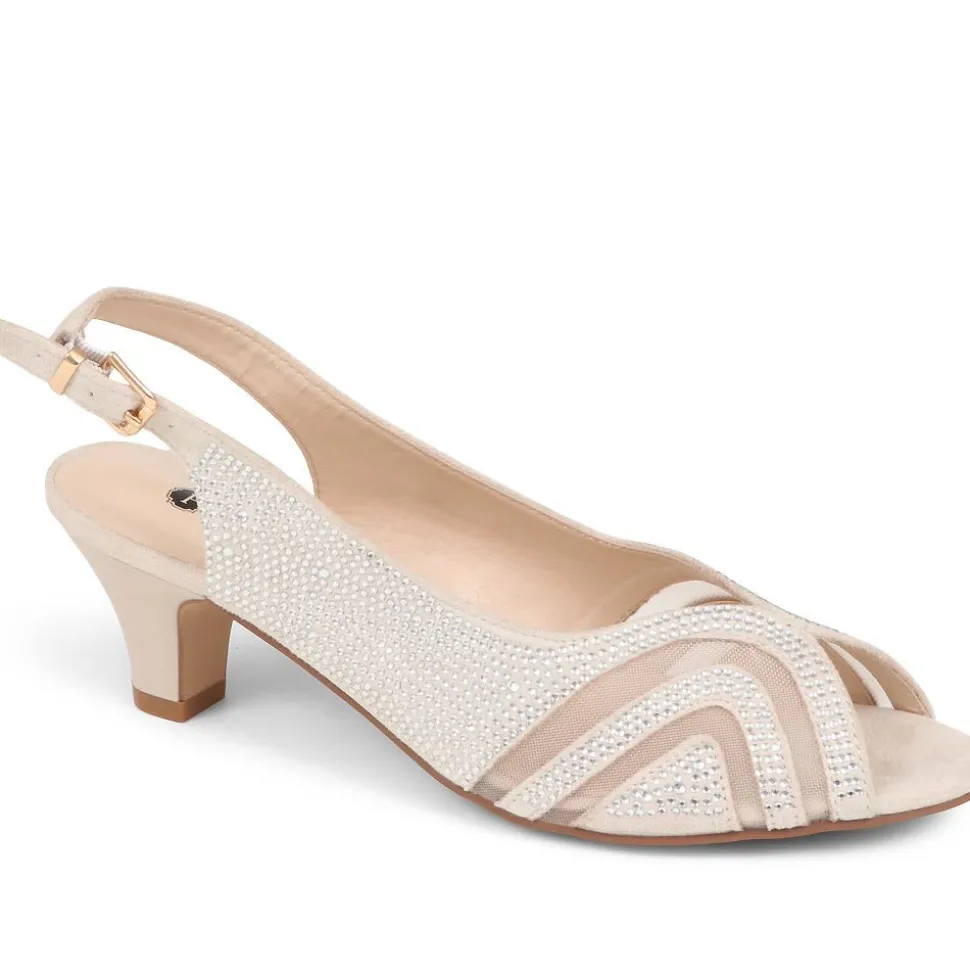 Sling-Back Evening Heels - Nude