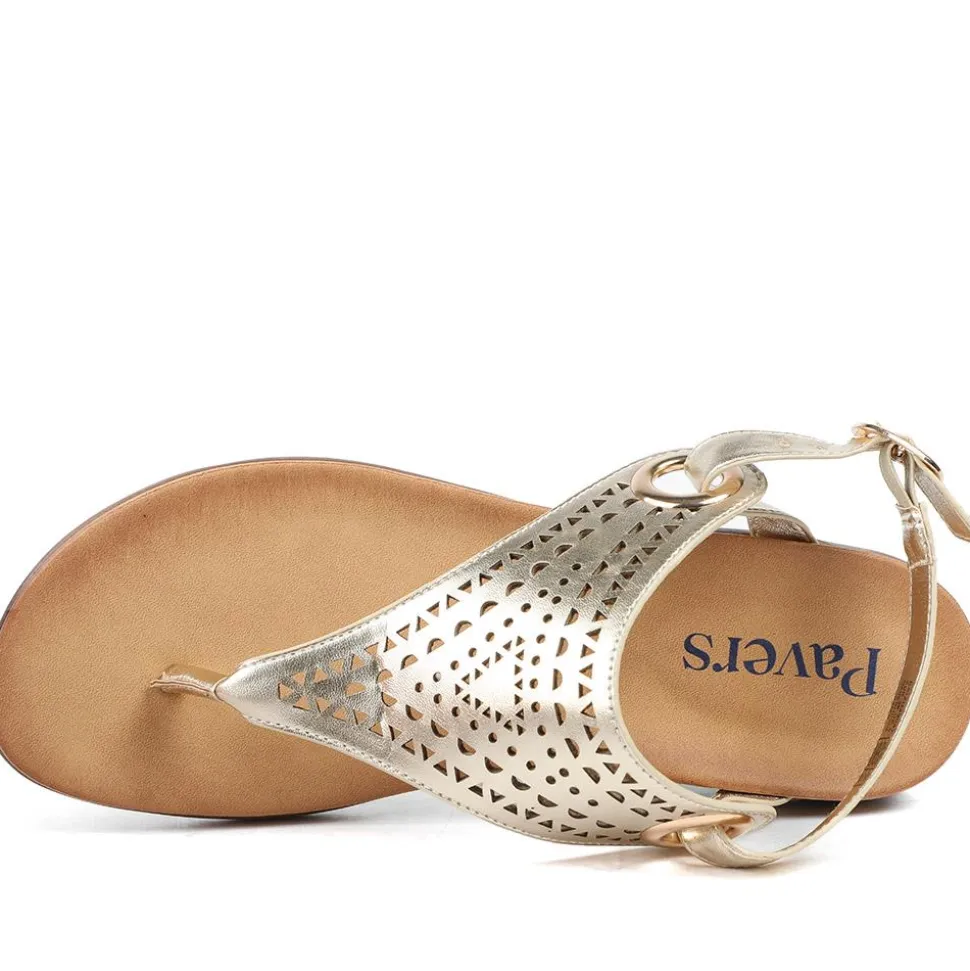 Slingback Toe Post Sandals - Gold