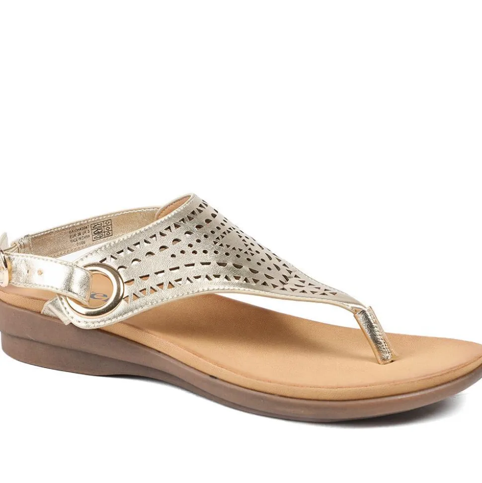 Slingback Toe Post Sandals - Gold