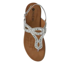 Slingback Toe Post Sandals - Silver