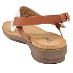 Slingback Toe Post Sandals - White-Tan