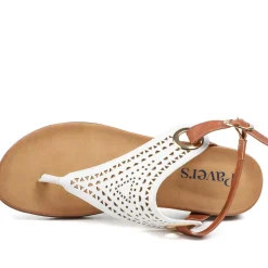 Slingback Toe Post Sandals - White-Tan