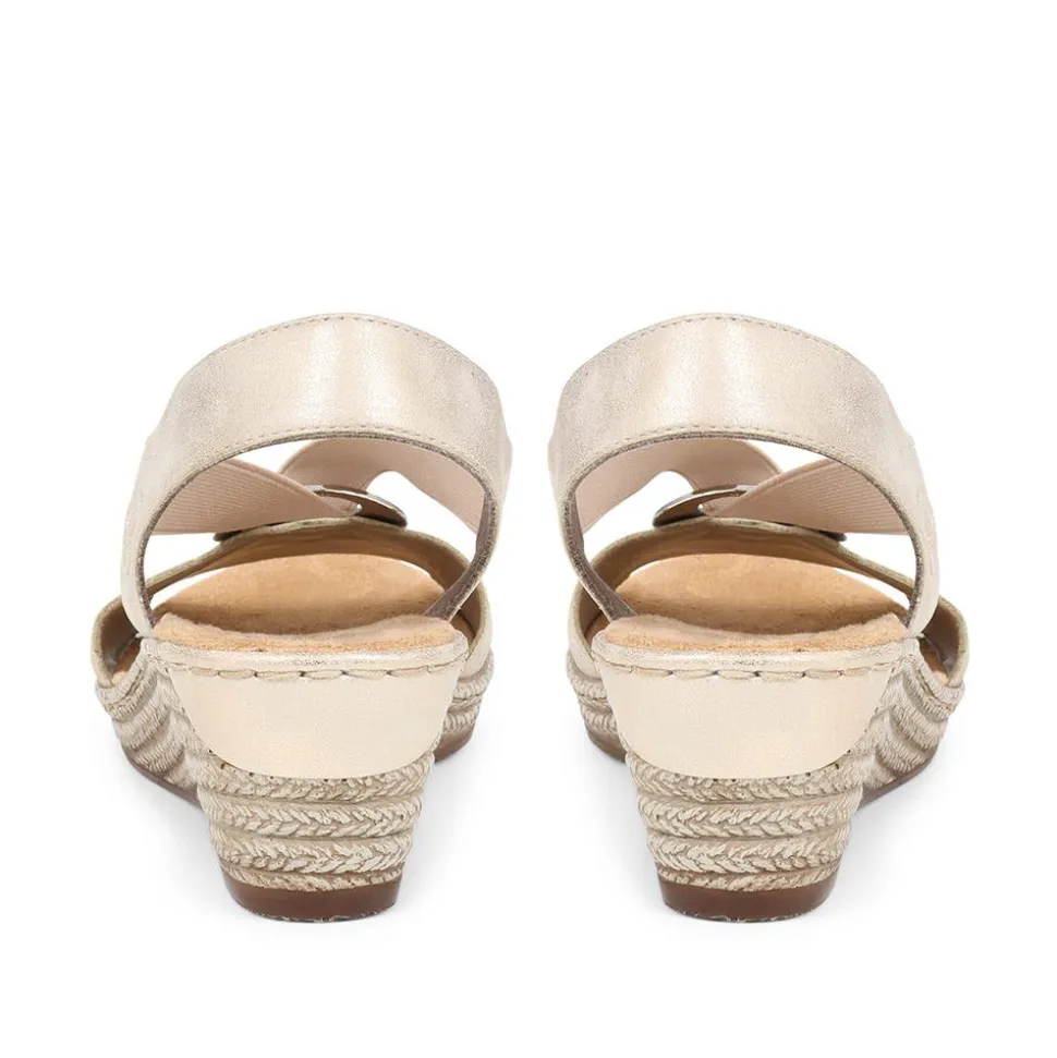 Slingback Wedge Sandals - Metallic