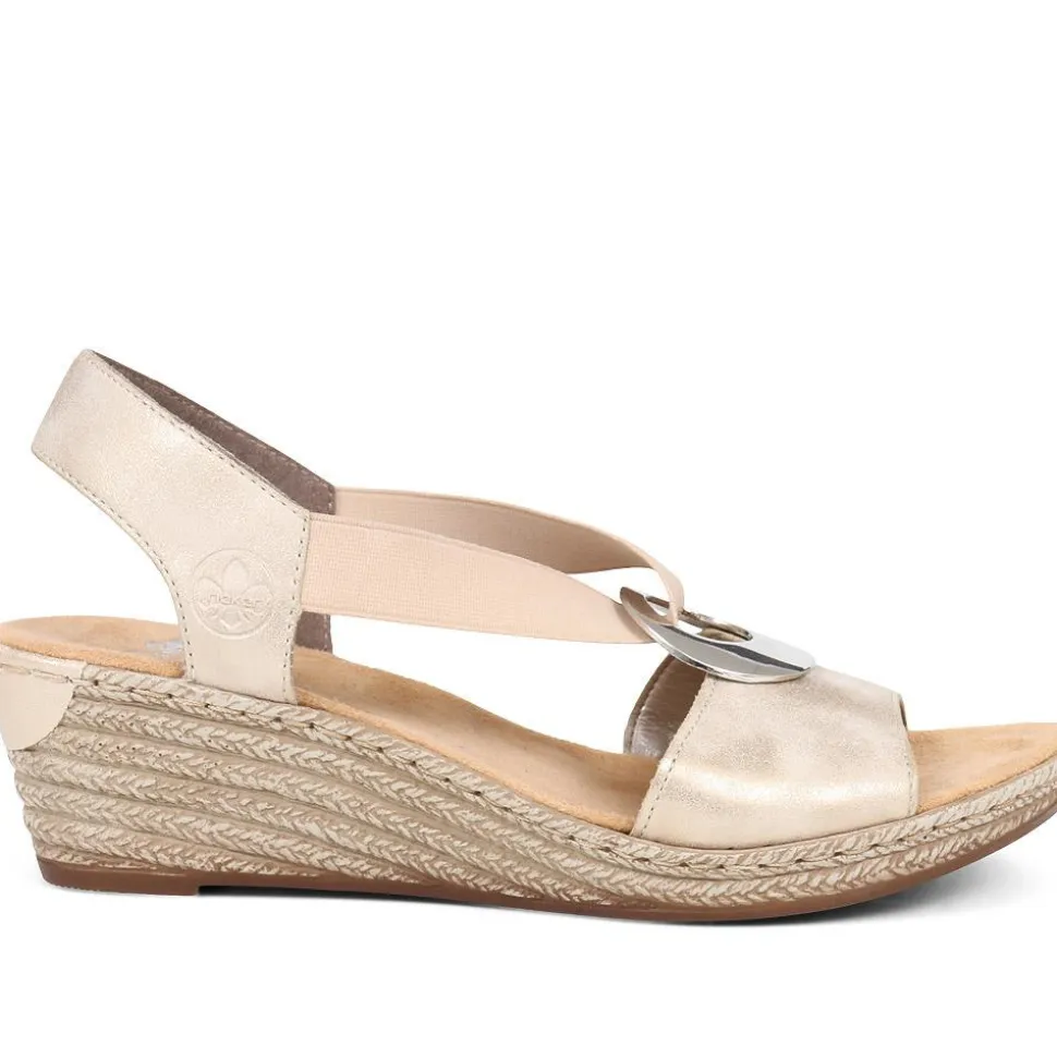 Slingback Wedge Sandals - Metallic