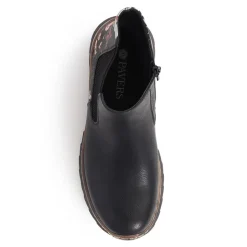 Slip-On Ankle Boots - Black Floral