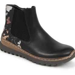 Slip-On Ankle Boots - Black Floral