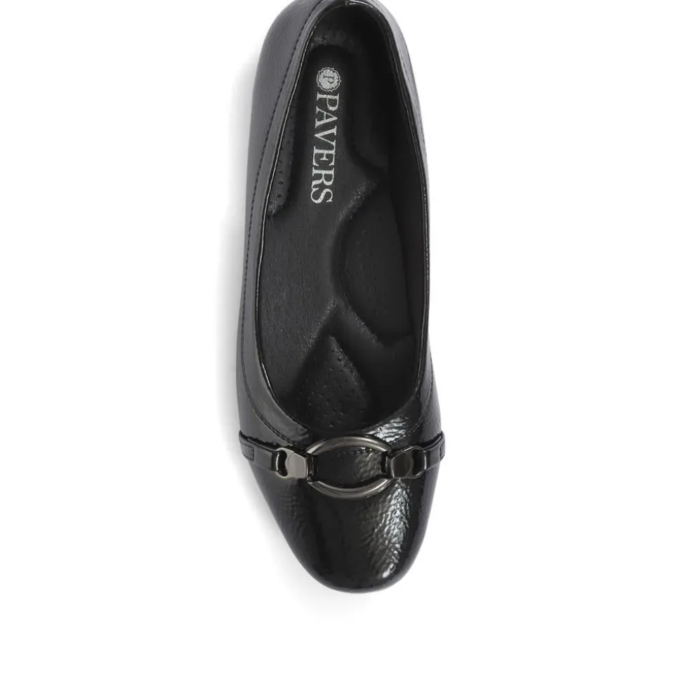 Slip-On Ballerina Pumps - Black Patent