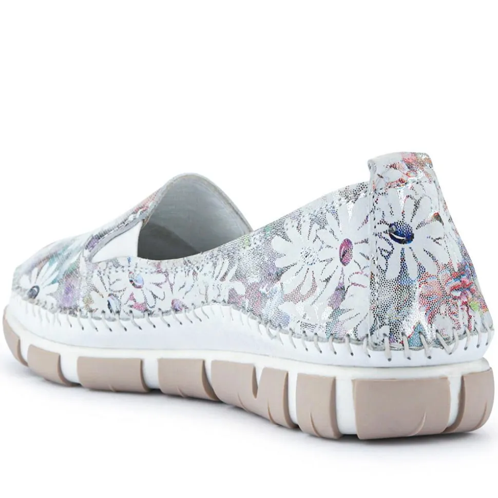 Slip-On Leather Pumps - Floral