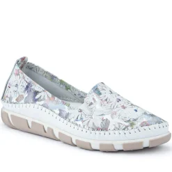 Slip-On Leather Pumps - Floral