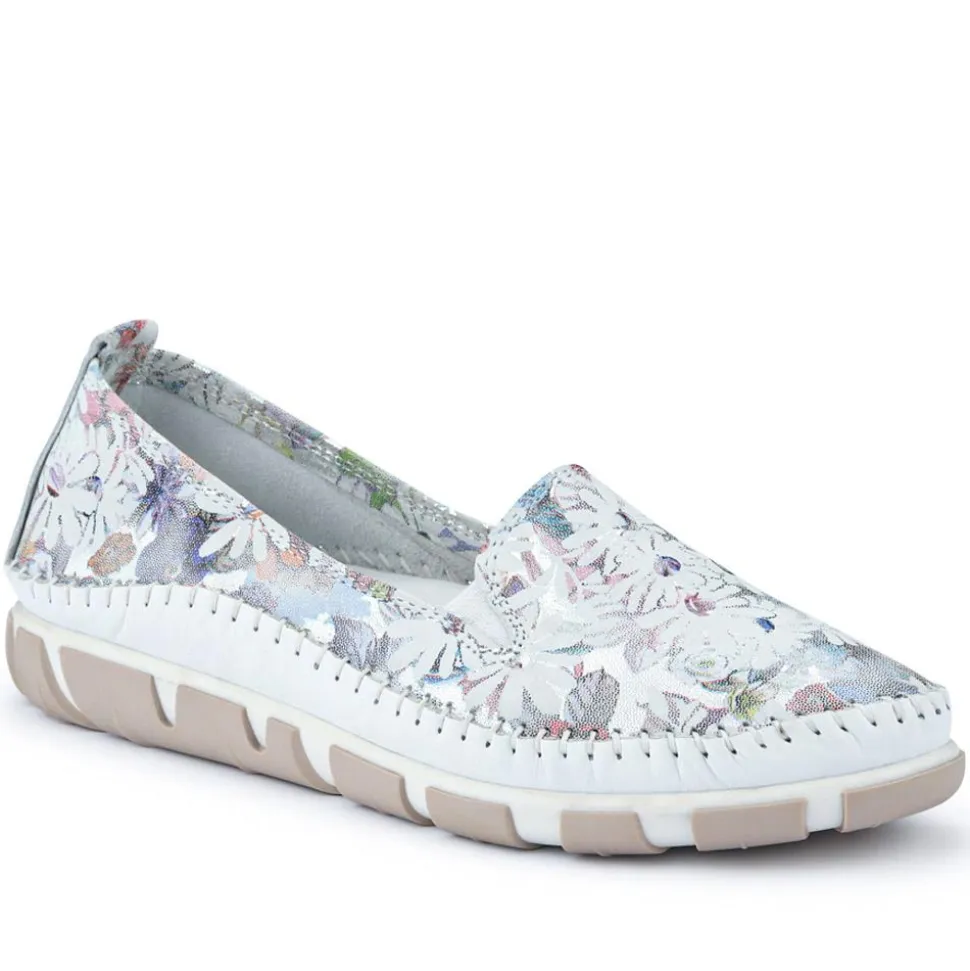 Slip-On Leather Pumps - Floral