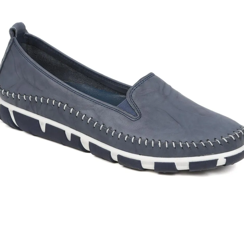 Slip-On Leather Pumps - Navy