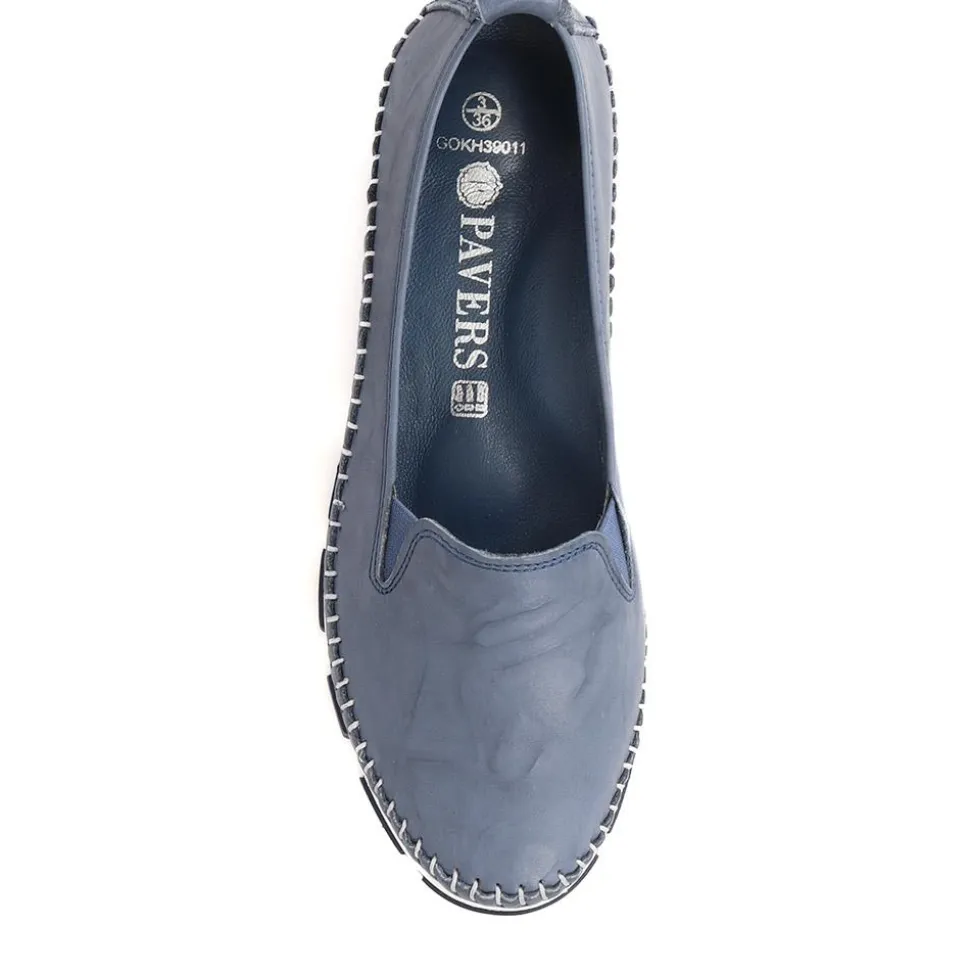 Slip-On Leather Pumps - Navy