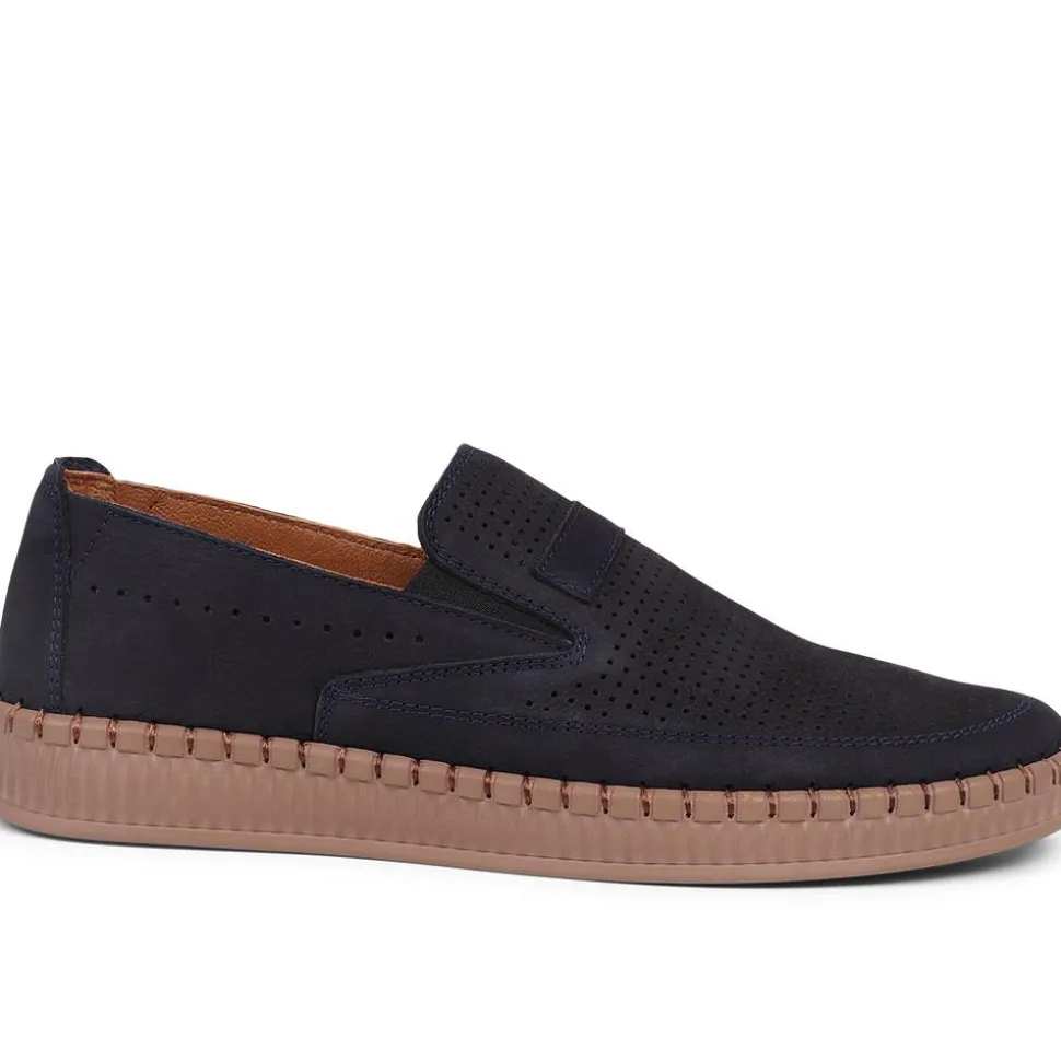 Slip-On Leather Pumps - Navy