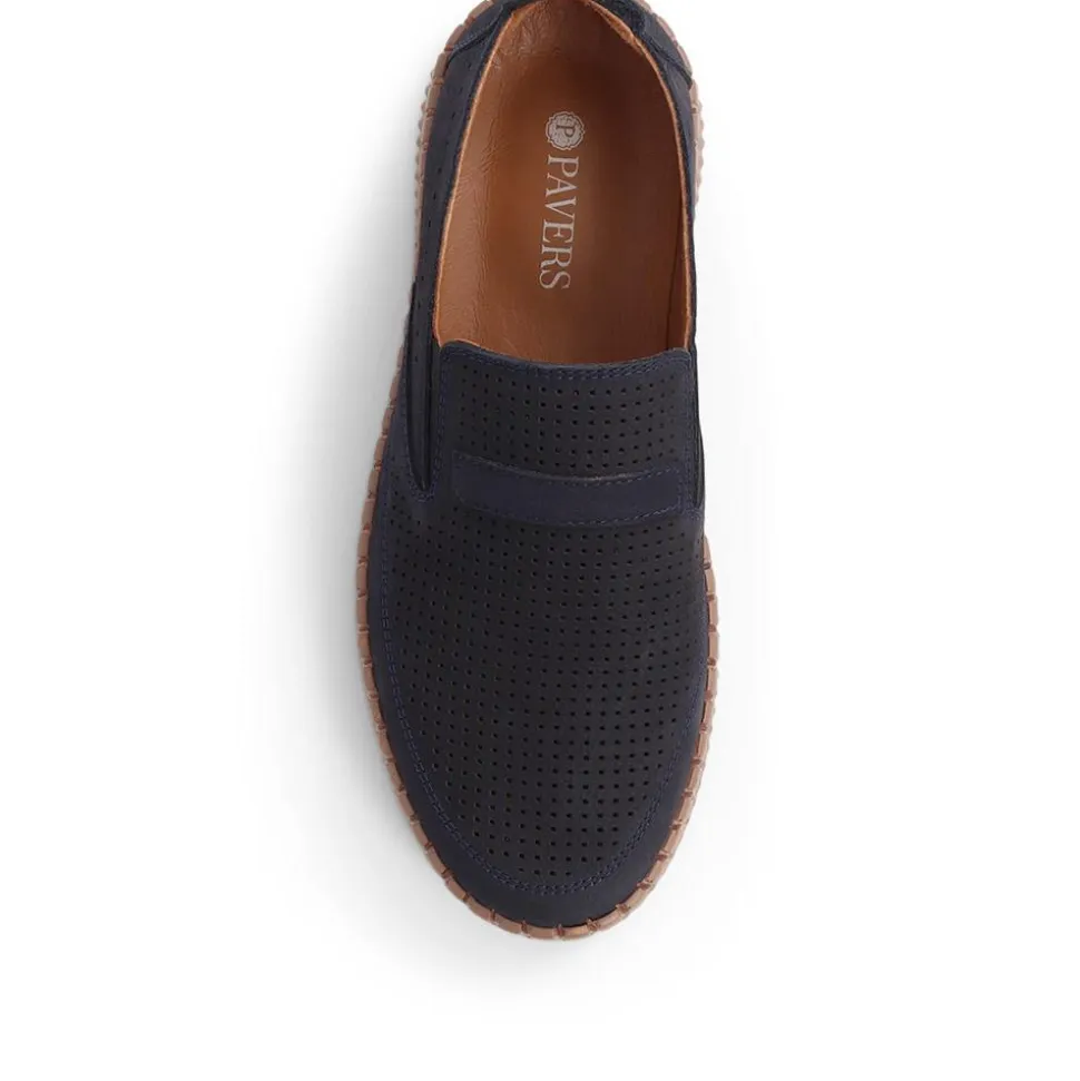 Slip-On Leather Pumps - Navy