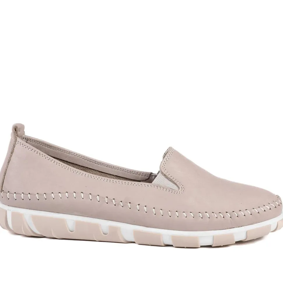 Slip-On Leather Pumps - Stone