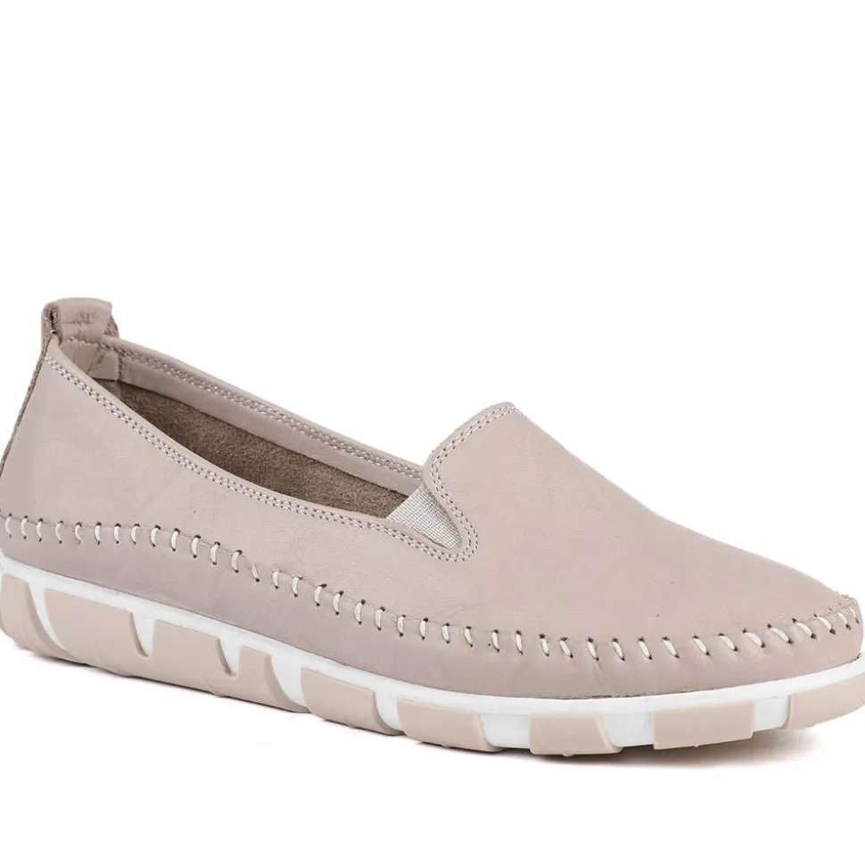 Slip-On Leather Pumps - Stone