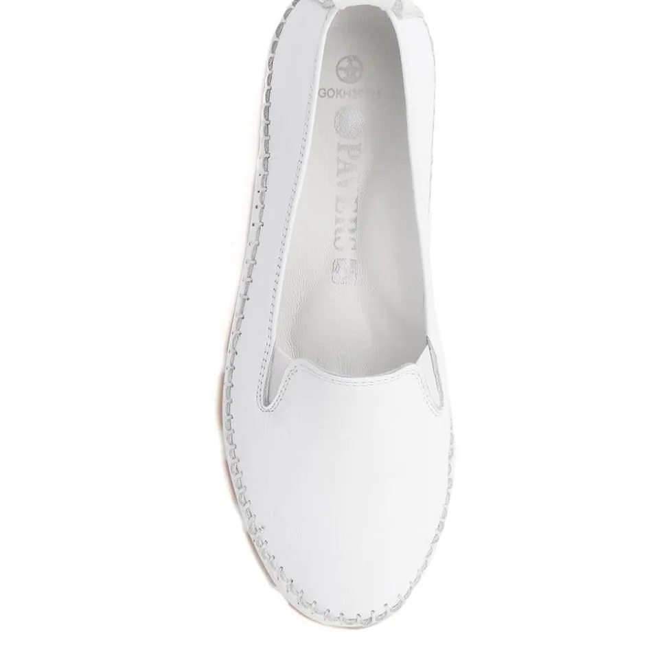 Slip-On Leather Pumps - White