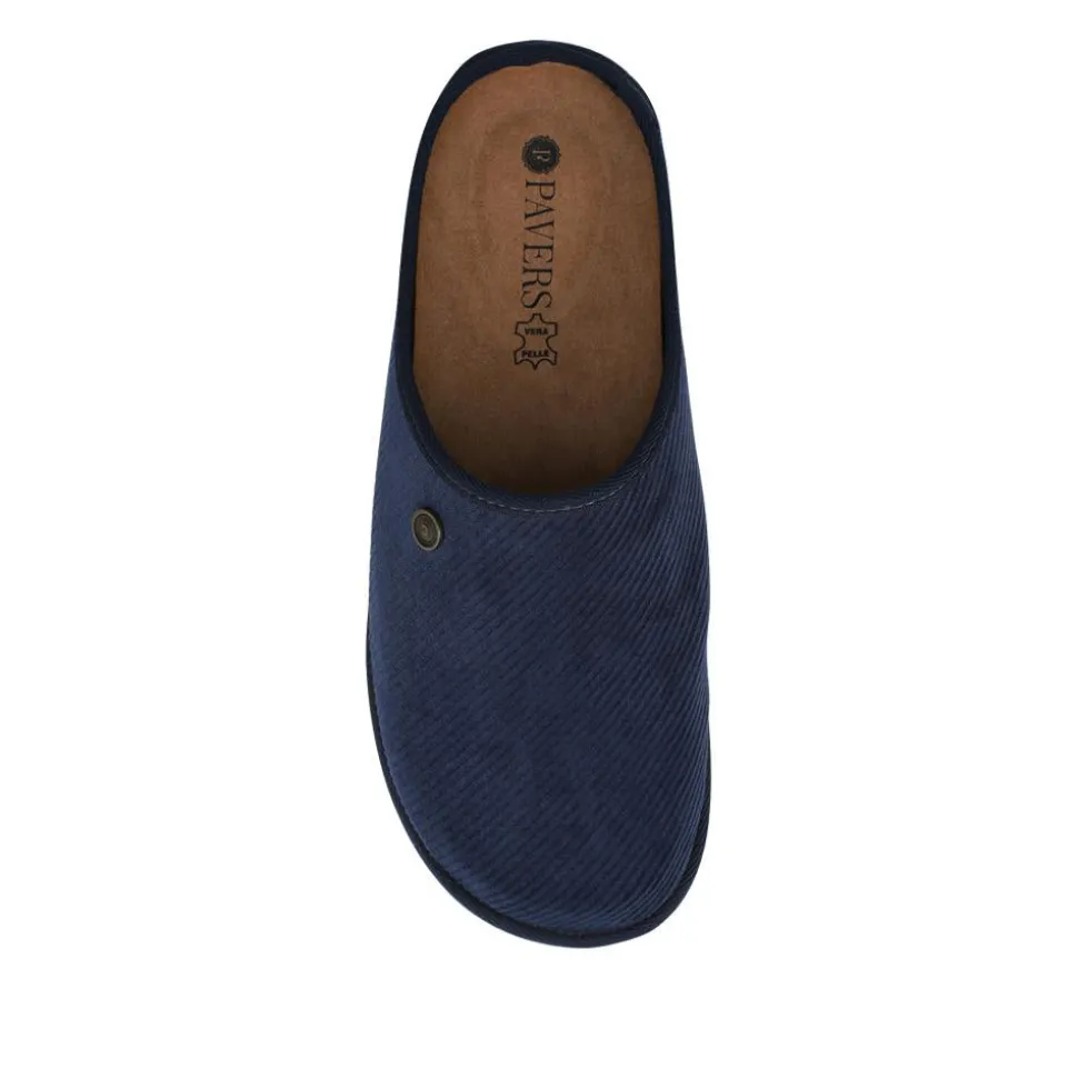 Slip-On Mule Slippers With Grip Sole - Navy