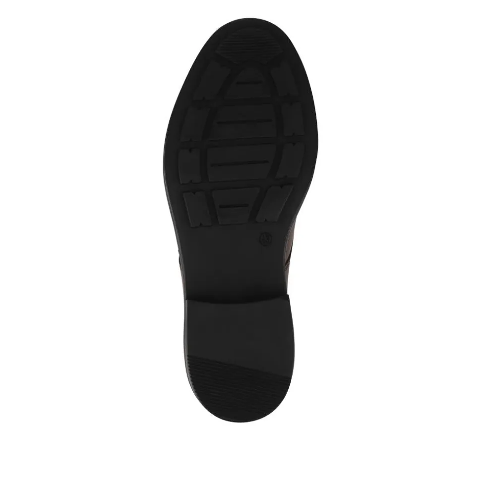 Slip On Smart Leather Shoes With Grip Sole - Cognac