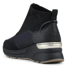 Slip-On Wedge Ankle Boots - Black