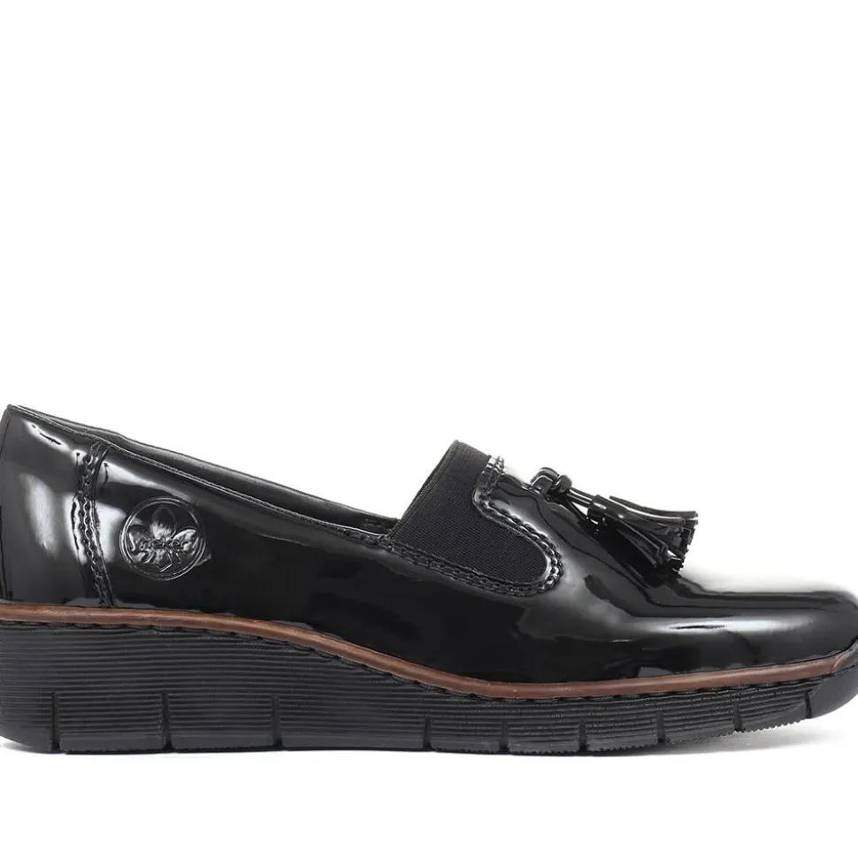 Slip-On Wedge Shoes - Black Patent