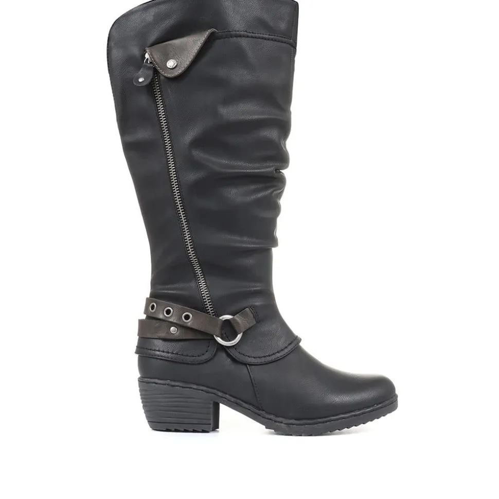 Slouch Boots with Extra Wide Calf - Black