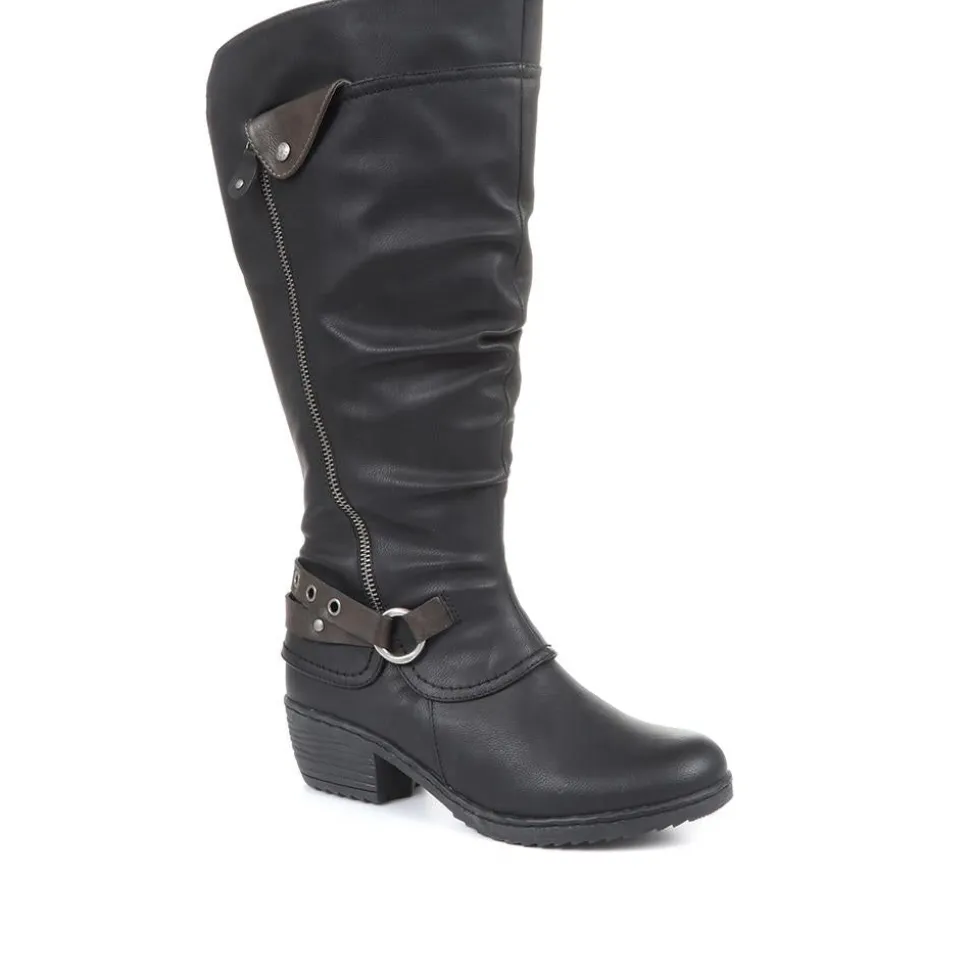 Slouch Boots with Extra Wide Calf - Black