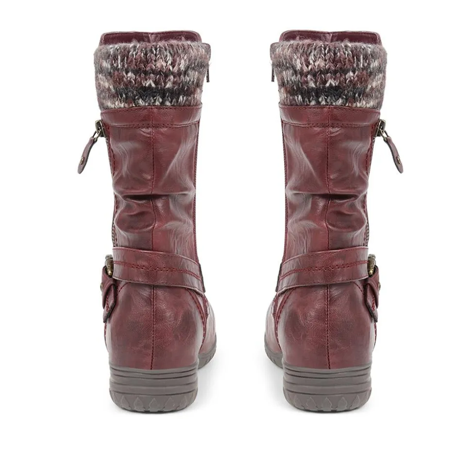 Slouch Calf Boots - Burgundy