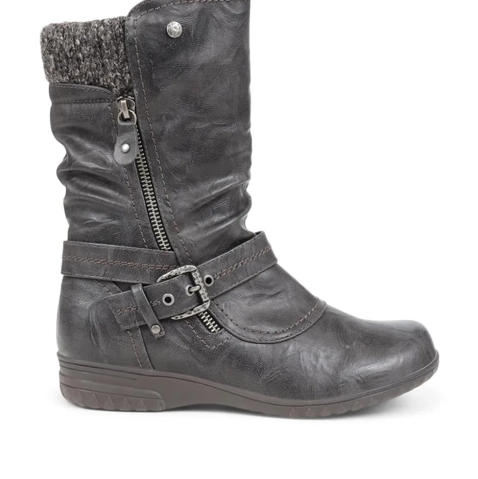 Slouch Calf Boots - Grey