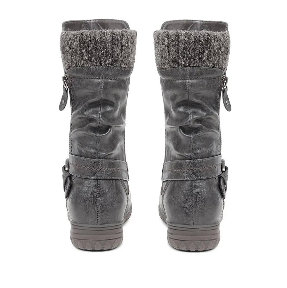 Slouch Calf Boots - Grey