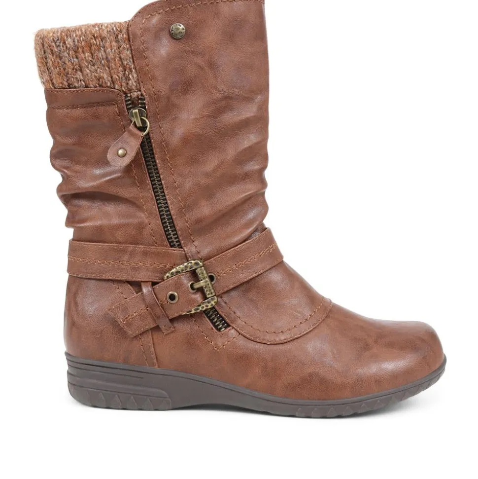 Slouch Calf Boots - Tan