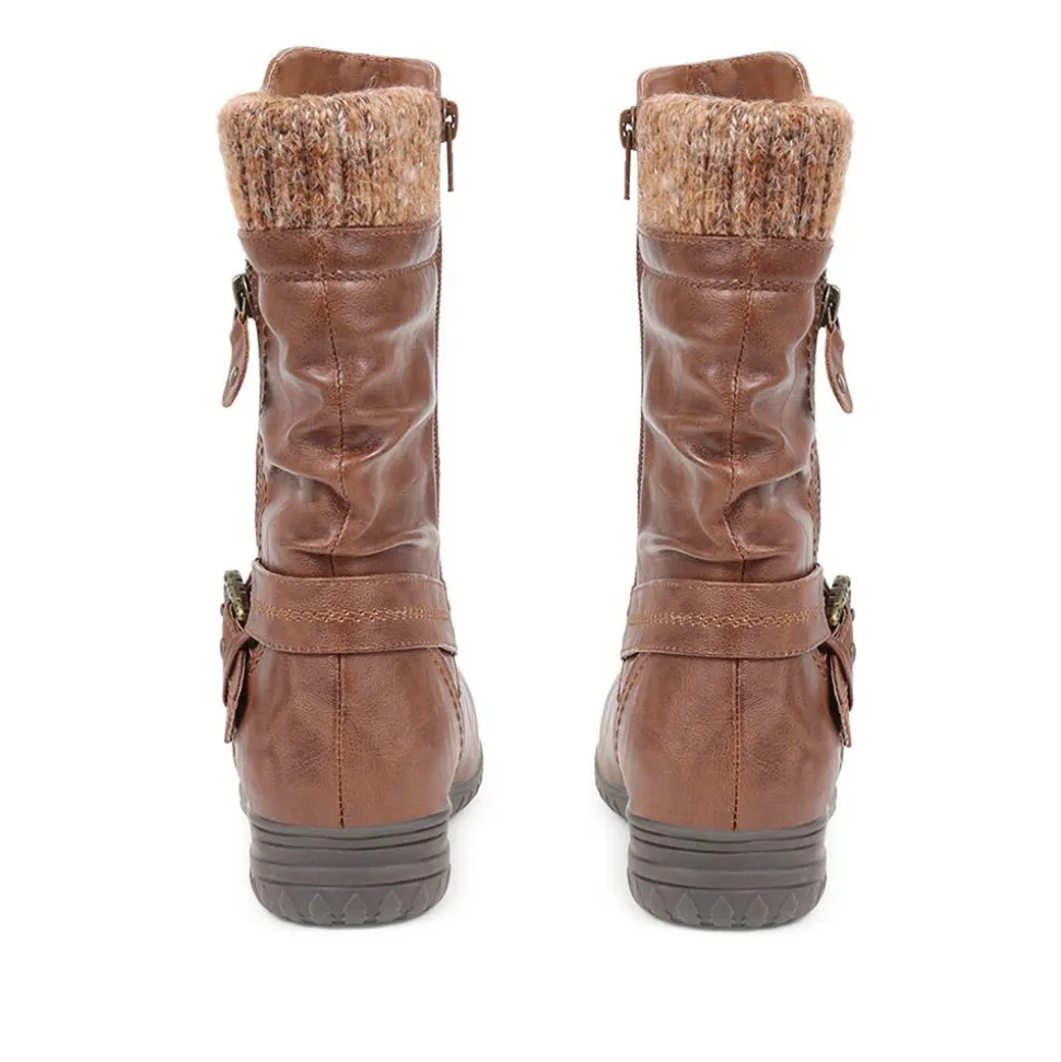 Slouch Calf Boots - Tan