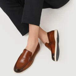Smart All-Leather Loafers - Cognac