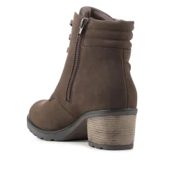 Smart Block Heel Ankle Boots With Zip Fastening - Dark Brown