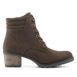 Smart Block Heel Ankle Boots With Zip Fastening - Dark Brown