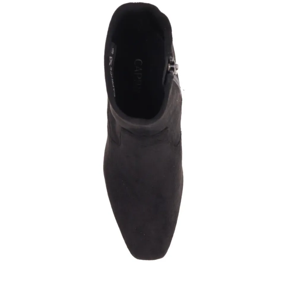 Smart Block-Heeled Ankle Boots - Black