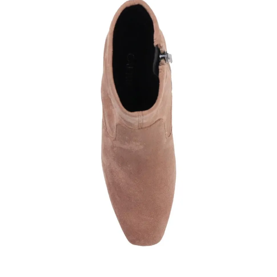 Smart Block-Heeled Ankle Boots - Taupe