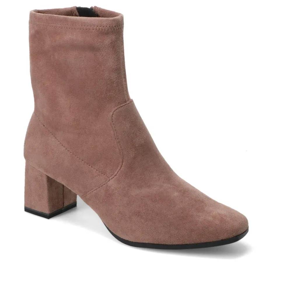 Smart Block-Heeled Ankle Boots - Taupe