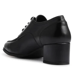 Smart Block-Heeled Lace-Up Shoes - Black