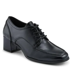 Smart Block-Heeled Lace-Up Shoes - Black