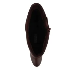 Smart Block Heel Long Boots With Inside Zip - Burgundy