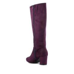 Smart Block Heel Long Boots With Inside Zip - Purple