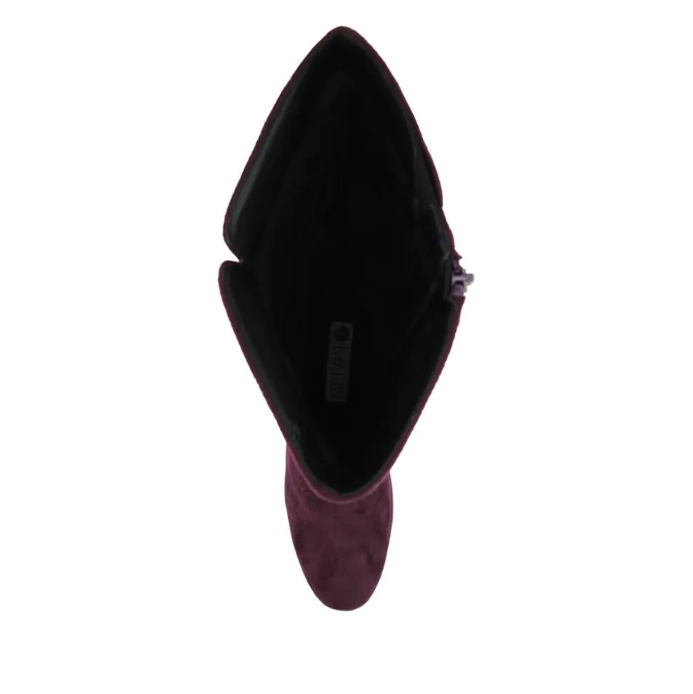 Smart Block Heel Long Boots With Inside Zip - Purple