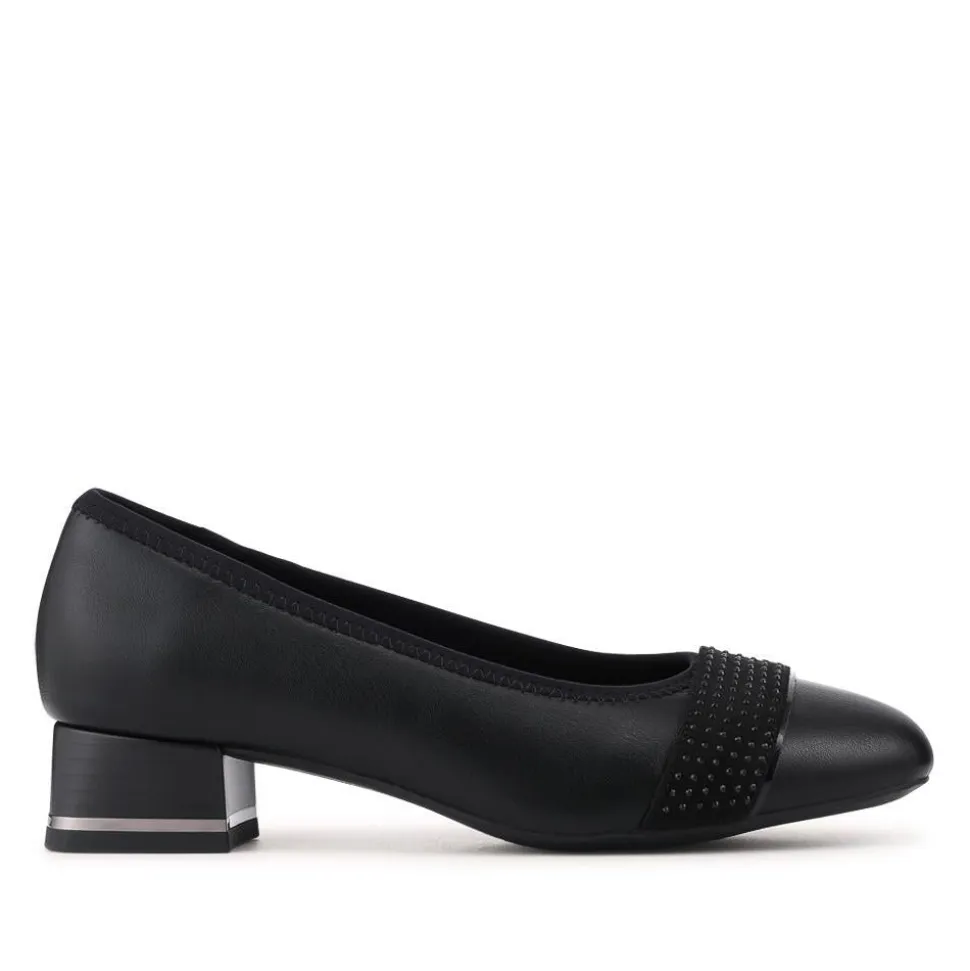 Smart Block Heel Slip On Shoes - Black