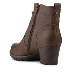 Smart Block Heel Zip Fasten Ankle Boots - Brown