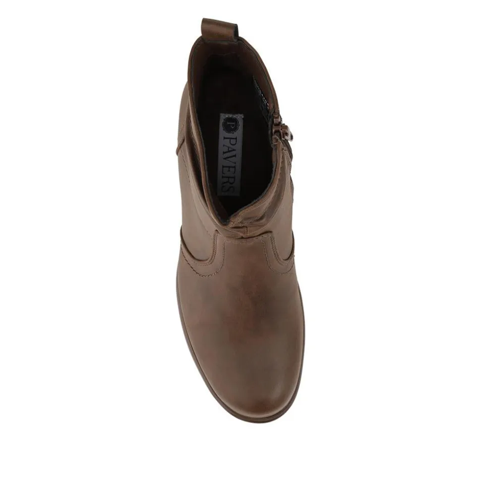 Smart Block Heel Zip Fasten Ankle Boots - Brown