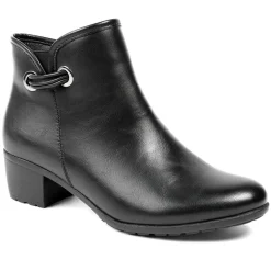 Smart Faux Leather Ankle Boots With Zip Fastening - Black